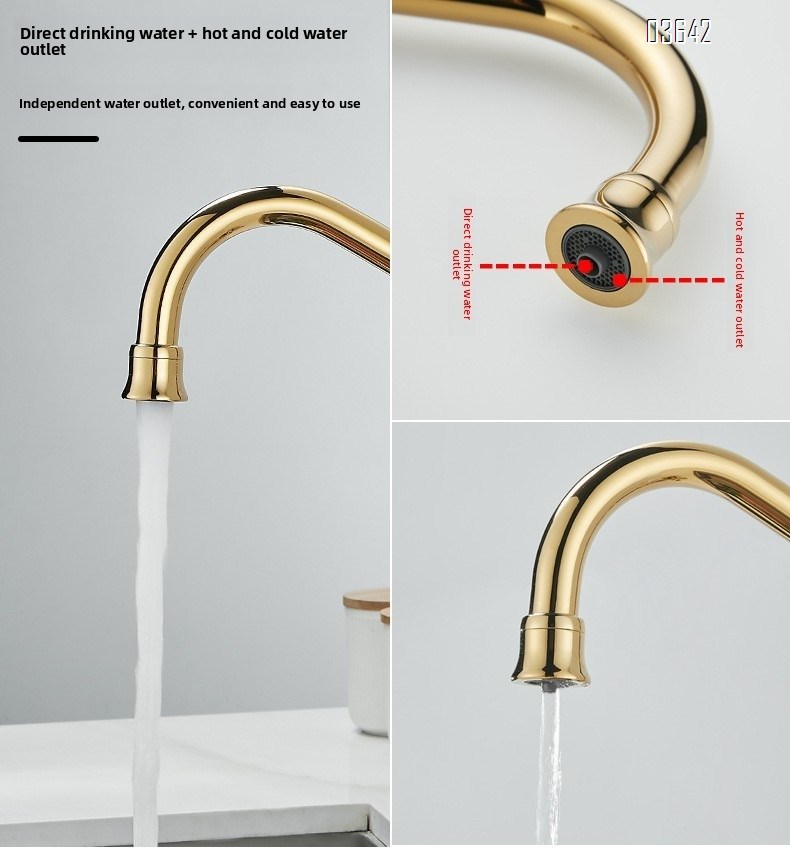 Classic Multi-function Kitchen Faucet Luxury Water Purifier Hot and Cold Mixer Brass Kitchen Tap Rotatable with Ceramic Core