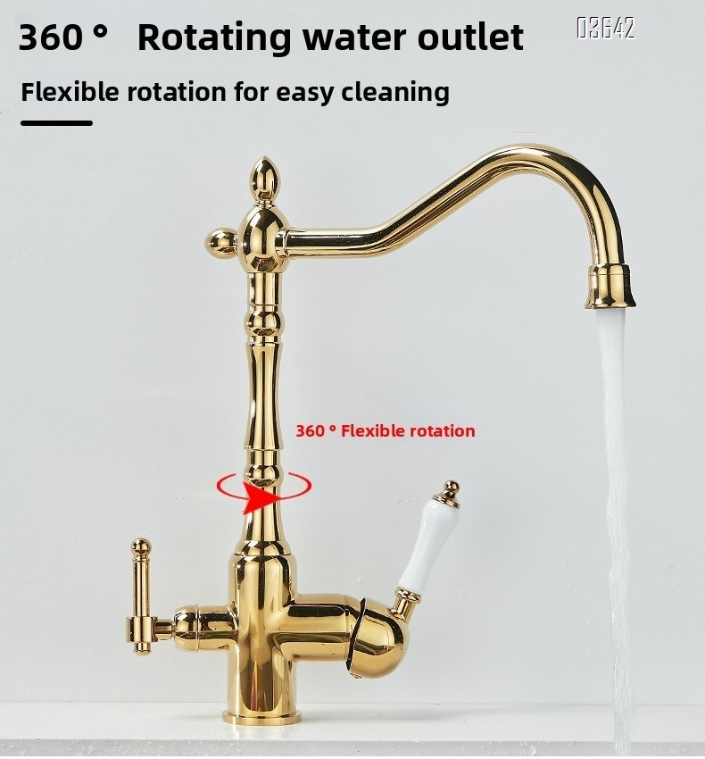 Classic Multi-function Kitchen Faucet Luxury Water Purifier Hot and Cold Mixer Brass Kitchen Tap Rotatable with Ceramic Core
