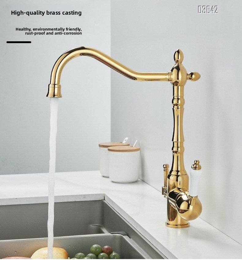 Classic Multi-function Kitchen Faucet Luxury Water Purifier Hot and Cold Mixer Brass Kitchen Tap Rotatable with Ceramic Core