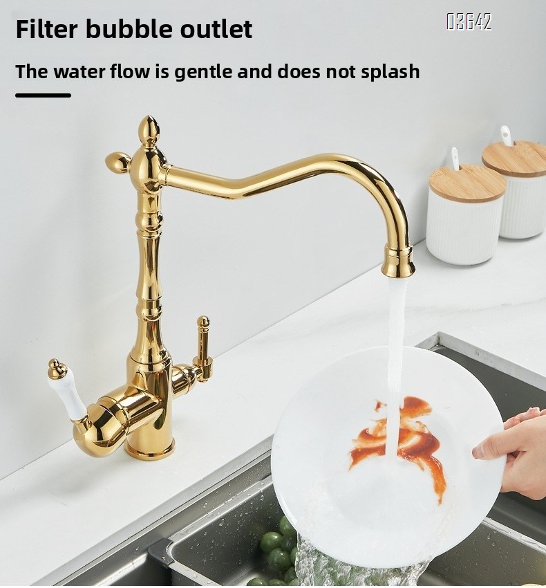 Classic Multi-function Kitchen Faucet Luxury Water Purifier Hot and Cold Mixer Brass Kitchen Tap Rotatable with Ceramic Core
