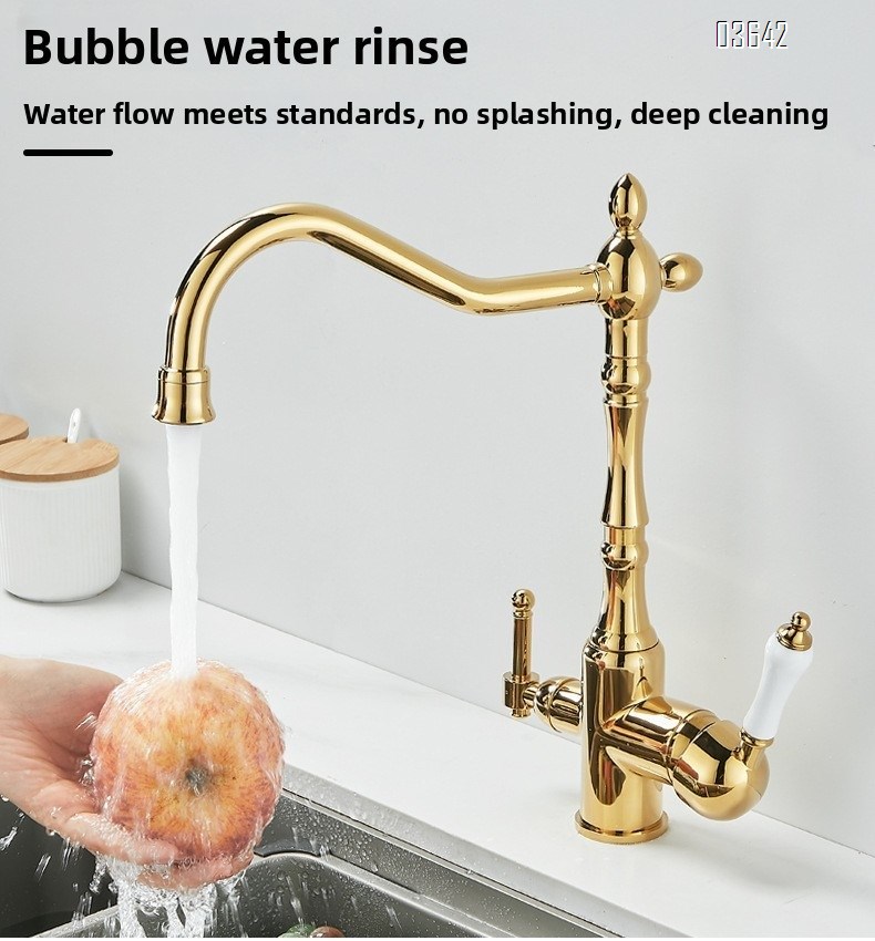 Classic Multi-function Kitchen Faucet Luxury Water Purifier Hot and Cold Mixer Brass Kitchen Tap Rotatable with Ceramic Core