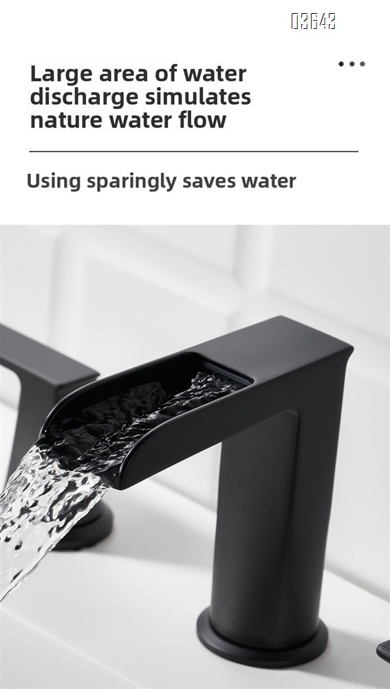 Modern Design Deck Mounted Brass Rectangular Basin Mixer Faucet Bathroom Hot Cold Wash Face Taps Dual Handle  Basin Faucets