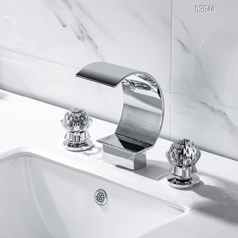 Deck Mounted Stainless Steel Basin Mixer Faucet Bathroom Hot Cold Wash Face Taps Dual Handle Gold Basin Faucets