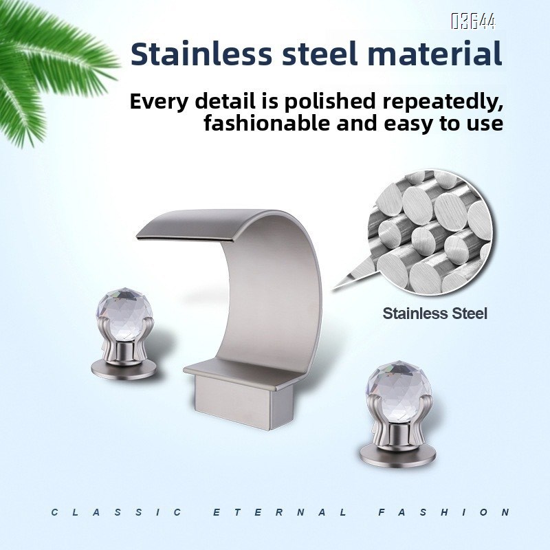 Deck Mounted Stainless Steel Basin Mixer Faucet Bathroom Hot Cold Wash Face Taps Dual Handle Gold Basin Faucets