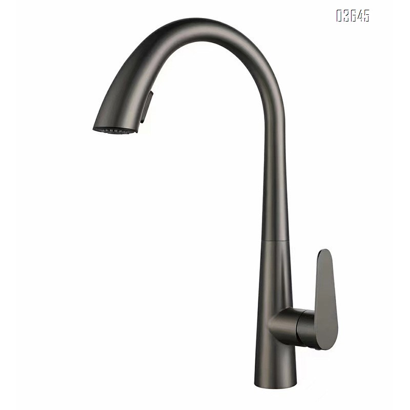 Single Handle 1 Hole Kitchen Faucet Deck Mounted Single Handle Gray Stainless Steel Luxury Bathroom Modern Vanity Sink Faucet