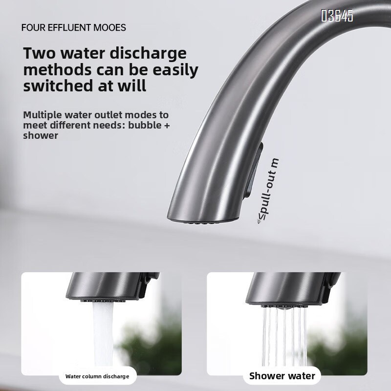 Single Handle 1 Hole Kitchen Faucet Deck Mounted Single Handle Gray Stainless Steel Luxury Bathroom Modern Vanity Sink Faucet