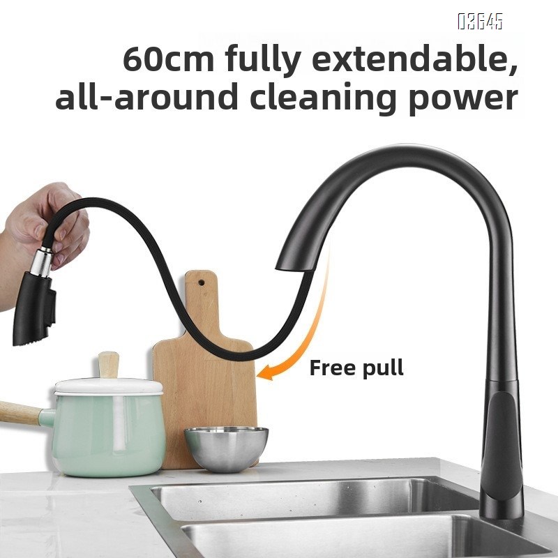 Single Handle 1 Hole Kitchen Faucet Deck Mounted Single Handle Gray Stainless Steel Luxury Bathroom Modern Vanity Sink Faucet