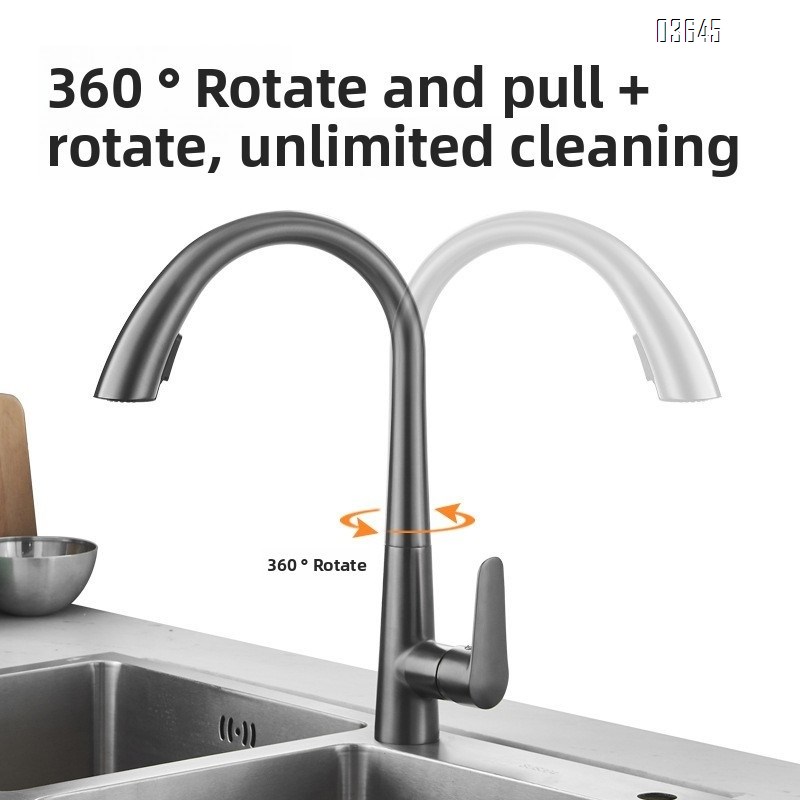 Single Handle 1 Hole Kitchen Faucet Deck Mounted Single Handle Gray Stainless Steel Luxury Bathroom Modern Vanity Sink Faucet