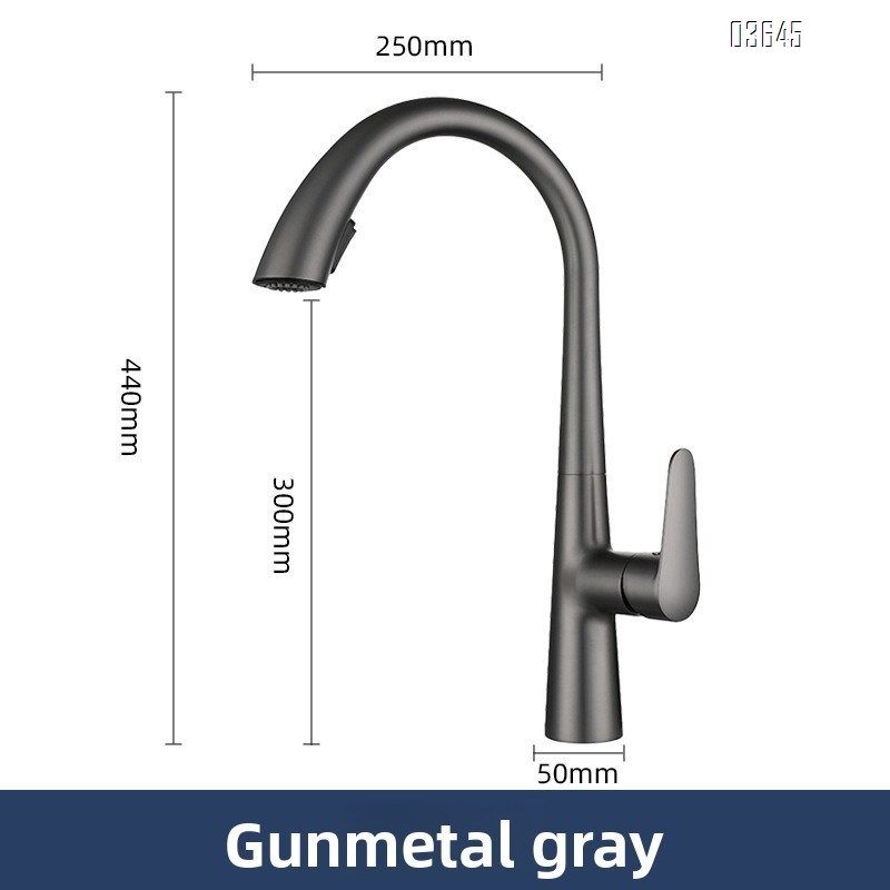 Single Handle 1 Hole Kitchen Faucet Deck Mounted Single Handle Gray Stainless Steel Luxury Bathroom Modern Vanity Sink Faucet