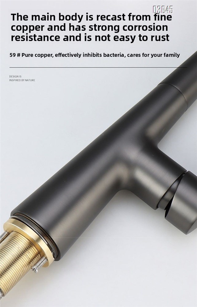 Single Handle 1 Hole Kitchen Faucet Deck Mounted Single Handle Gray Stainless Steel Luxury Bathroom Modern Vanity Sink Faucet