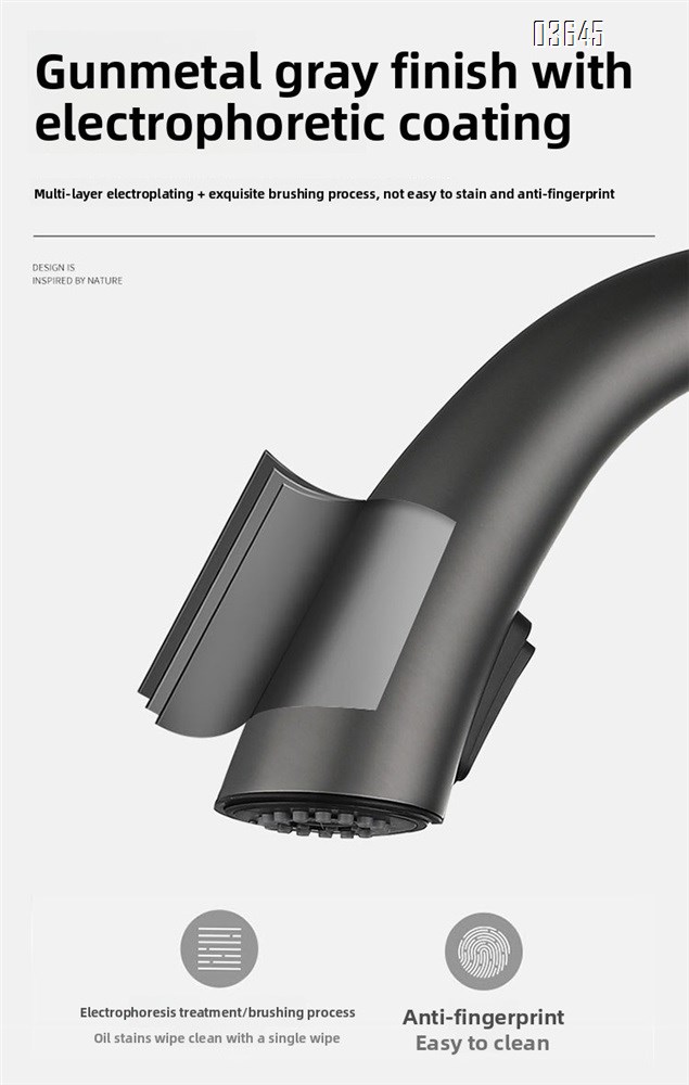 Single Handle 1 Hole Kitchen Faucet Deck Mounted Single Handle Gray Stainless Steel Luxury Bathroom Modern Vanity Sink Faucet