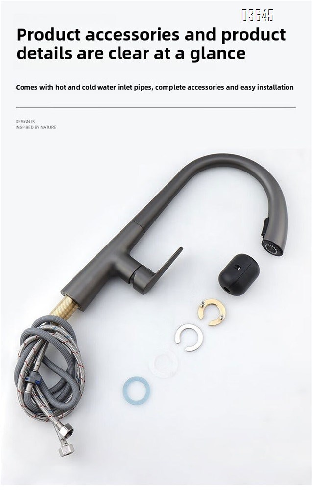 Single Handle 1 Hole Kitchen Faucet Deck Mounted Single Handle Gray Stainless Steel Luxury Bathroom Modern Vanity Sink Faucet