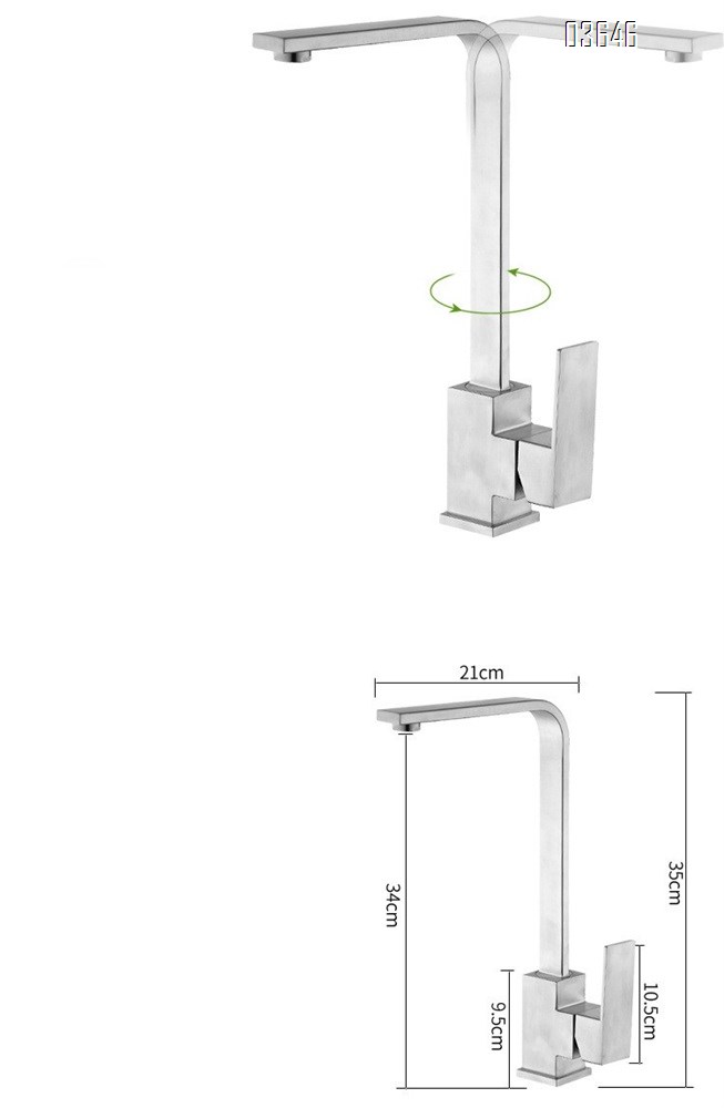 Modern Kitchen Faucet Luxury Hot Cold Stainless Steel Decked-Mounted Sink Mixer Single Handle Brushed Rectangular Faucet