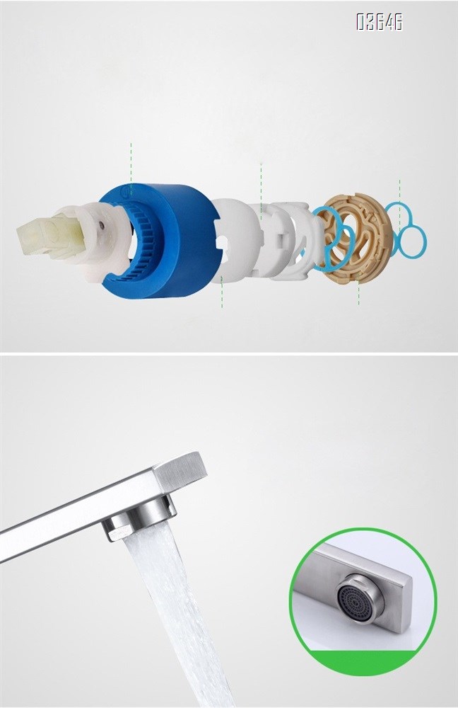 Modern Kitchen Faucet Luxury Hot Cold Stainless Steel Decked-Mounted Sink Mixer Single Handle Brushed Rectangular Faucet