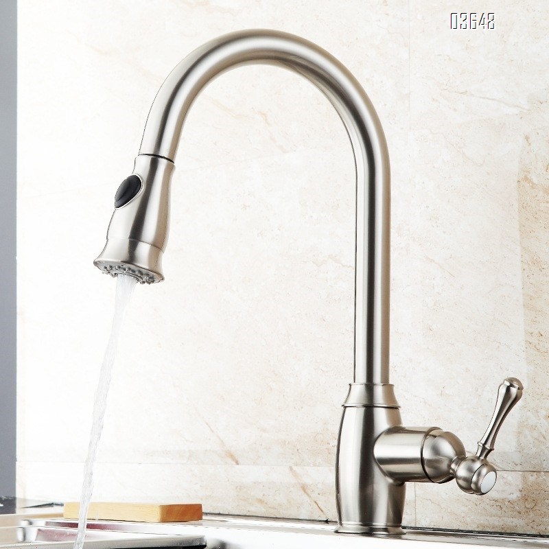 Modern Pull Down Single Lever Brass Kitchen Faucet Mixer Tap Deck Mount Sink Taps Popular Hot Cold Water Faucets