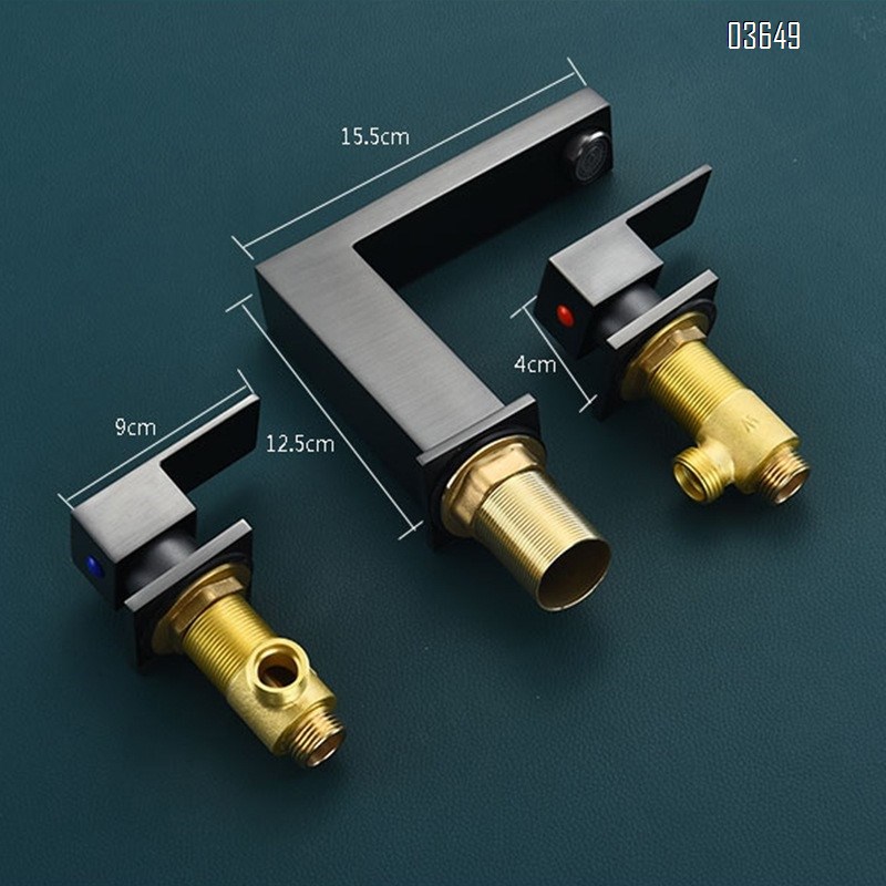 Modern Design  Deck-Mounted 2 Handle 3 Hole Hot and Cold Mixer Tap Bathroom Brass  Basin Faucet