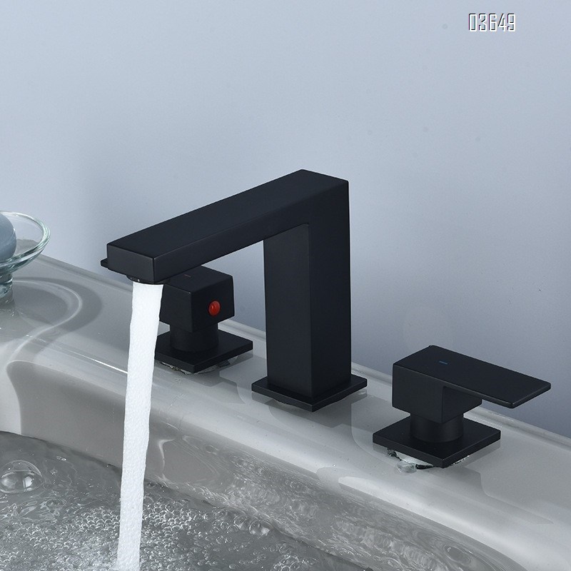 Modern Design  Deck-Mounted 2 Handle 3 Hole Hot and Cold Mixer Tap Bathroom Brass  Basin Faucet