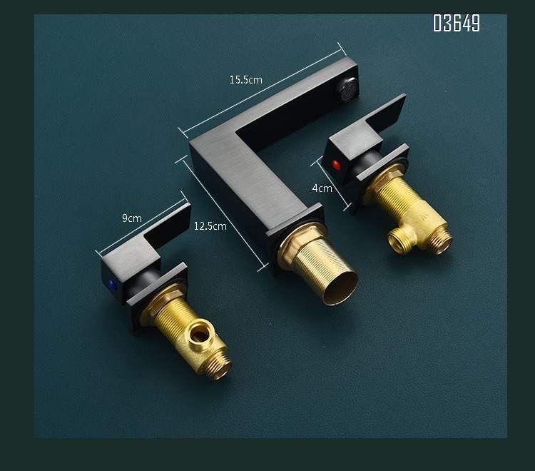 Modern Design  Deck-Mounted 2 Handle 3 Hole Hot and Cold Mixer Tap Bathroom Brass  Basin Faucet
