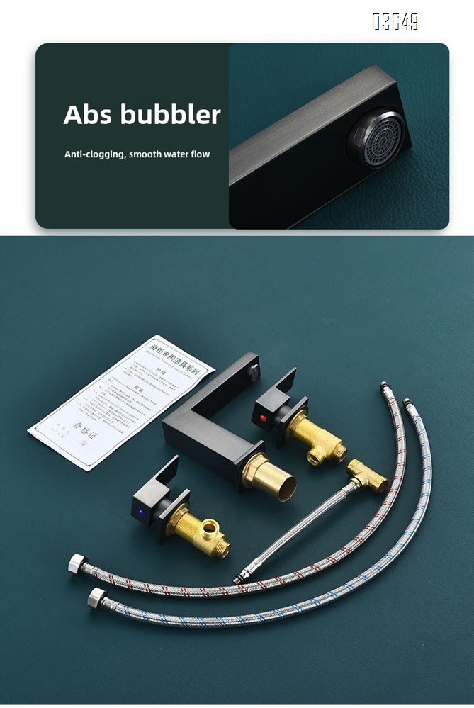 Modern Design  Deck-Mounted 2 Handle 3 Hole Hot and Cold Mixer Tap Bathroom Brass  Basin Faucet