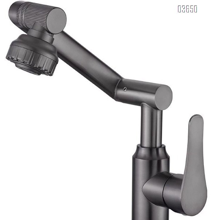 Modern 1080° Swivel Basin Faucet with 2 Water Outlet Modes Hot and Cold Mixer Tap Mechanical Arm Rotary Extension Basin Faucet