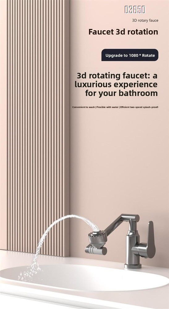 Modern 1080° Swivel Basin Faucet with 2 Water Outlet Modes Hot and Cold Mixer Tap Mechanical Arm Rotary Extension Basin Faucet