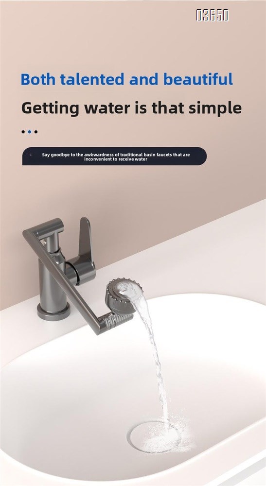 Modern 1080° Swivel Basin Faucet with 2 Water Outlet Modes Hot and Cold Mixer Tap Mechanical Arm Rotary Extension Basin Faucet