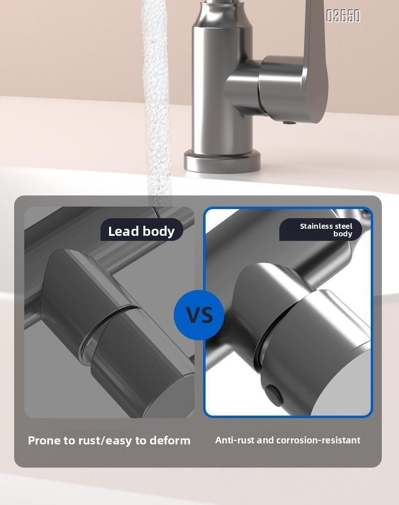 Modern 1080° Swivel Basin Faucet with 2 Water Outlet Modes Hot and Cold Mixer Tap Mechanical Arm Rotary Extension Basin Faucet