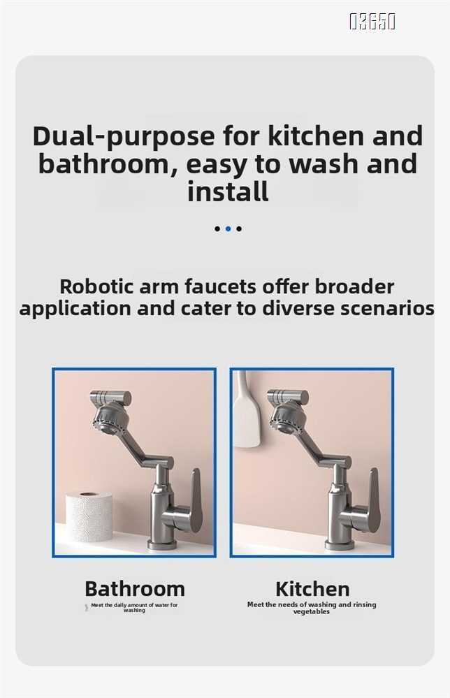 Modern 1080° Swivel Basin Faucet with 2 Water Outlet Modes Hot and Cold Mixer Tap Mechanical Arm Rotary Extension Basin Faucet