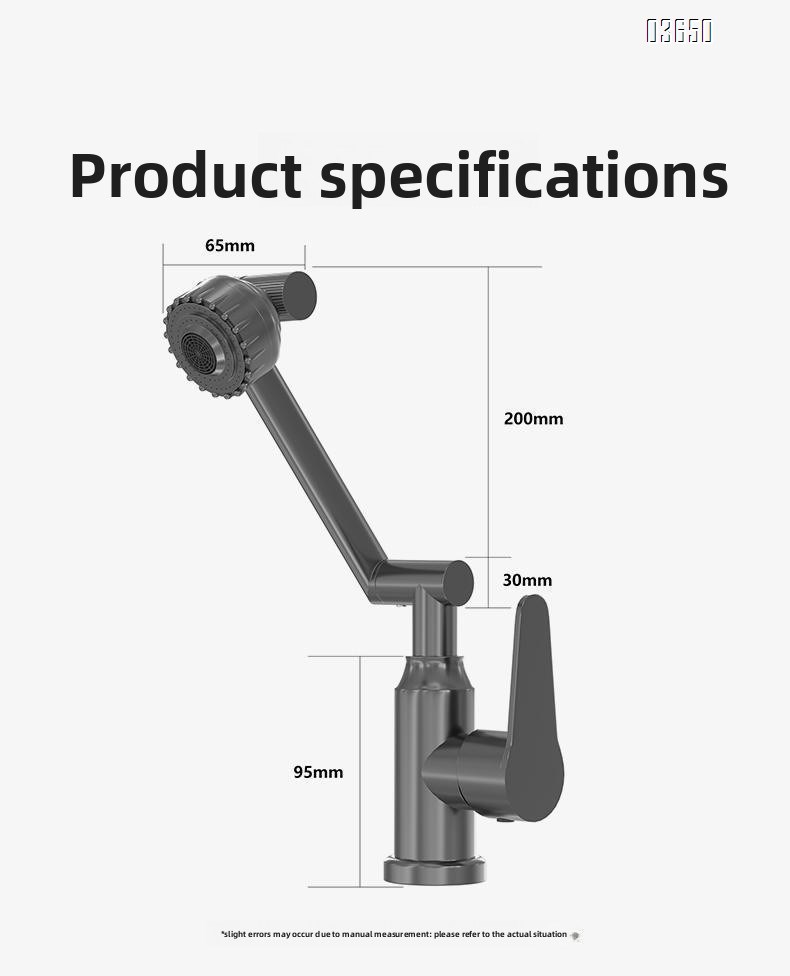 Modern 1080° Swivel Basin Faucet with 2 Water Outlet Modes Hot and Cold Mixer Tap Mechanical Arm Rotary Extension Basin Faucet