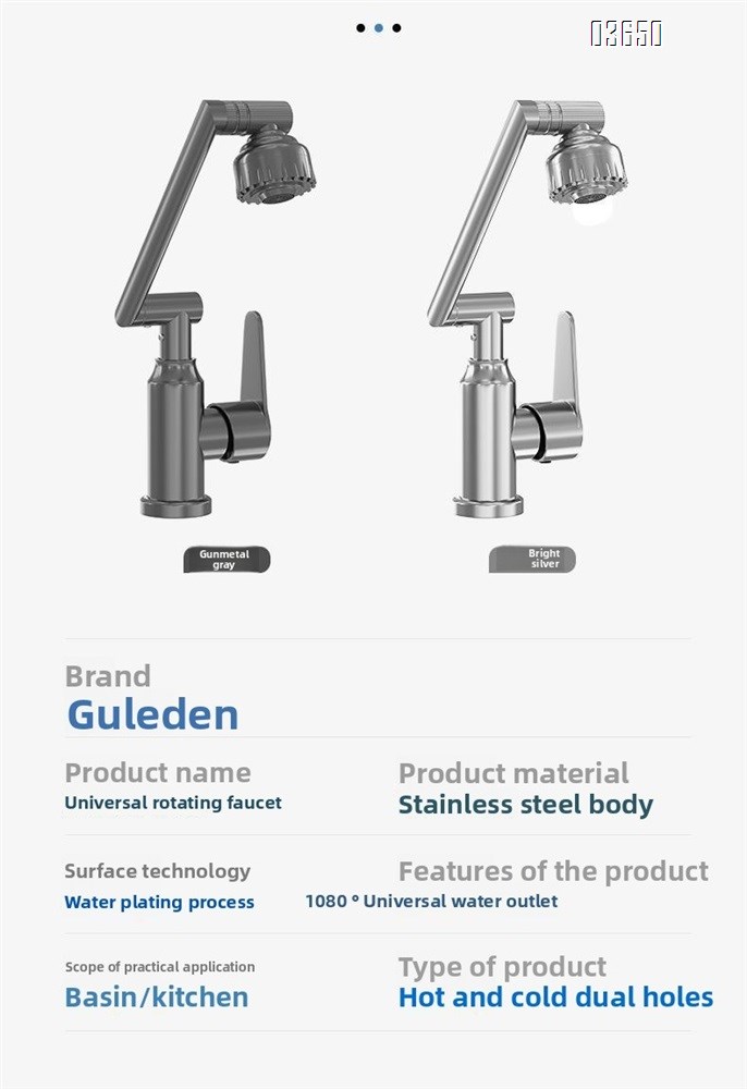 Modern 1080° Swivel Basin Faucet with 2 Water Outlet Modes Hot and Cold Mixer Tap Mechanical Arm Rotary Extension Basin Faucet