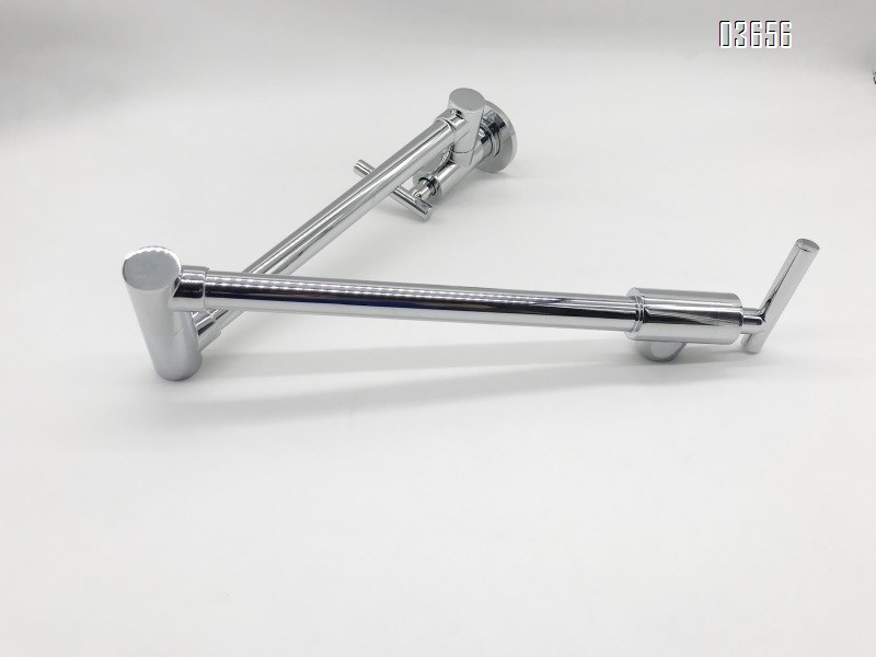Wall Mounted  Flexible Pot Filler Faucet Chrome Finish  Brass Valve Core Aerated Water Kitchen Tap with Double Joint Swing Arms