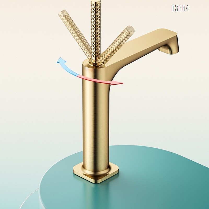 Luxury All-Brass Basin Faucet with Carved Handle Bathroom Sink Faucet for Hot and Cold Water Basin Faucets Mixer Tap