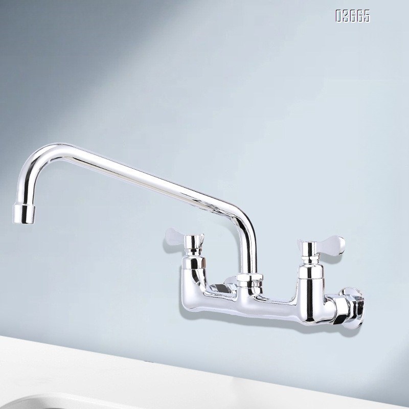 Kitchen Horizontal Wall Mounted Faucet Household Brass Multi-Function Cold and Hot Water Kitchen Sink Faucets Mixer Tap