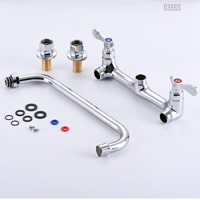 Kitchen Horizontal Wall Mounted Faucet Household Brass Multi-Function Cold and Hot Water Kitchen Sink Faucets Mixer Tap