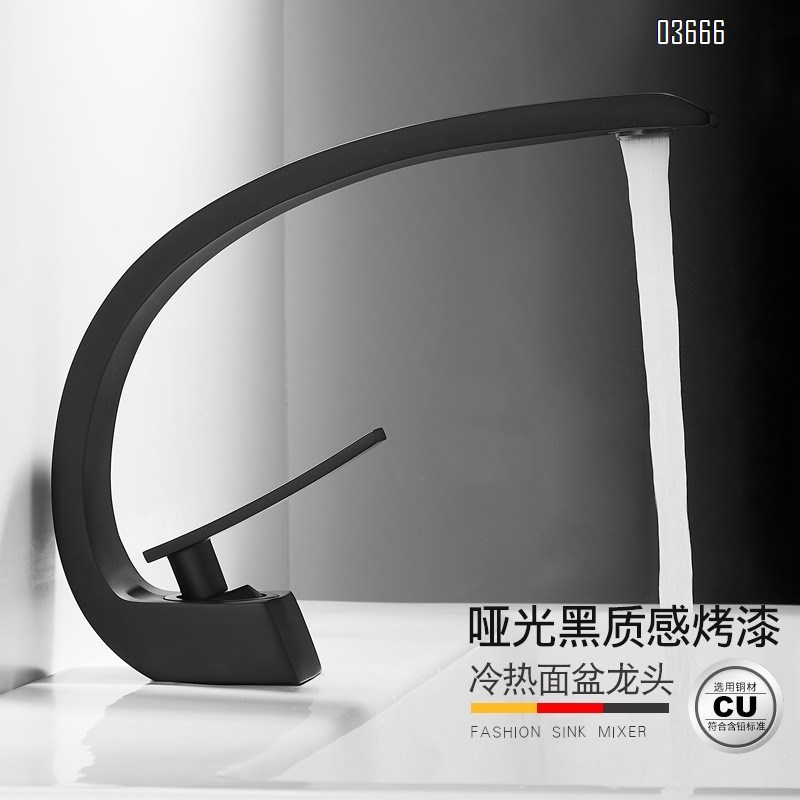 All-Brass creative cold and hot water single-hole black bathroom washbasin artistic wash basin faucets Mixer Sink Tap