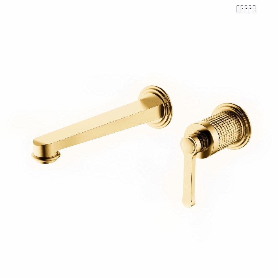 European-style Brass rose gold bathroom wall-mounted hot and cold water basin faucet