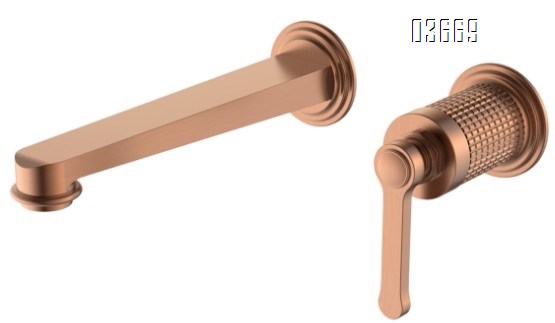 European-style Brass rose gold bathroom wall-mounted hot and cold water basin faucet