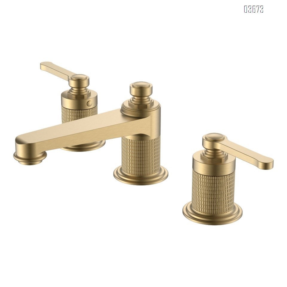 All-Brass bathroom, cold and hot three-hole double-handle, American and European French classical washbasin, faucet, splash-proof countertop basin
