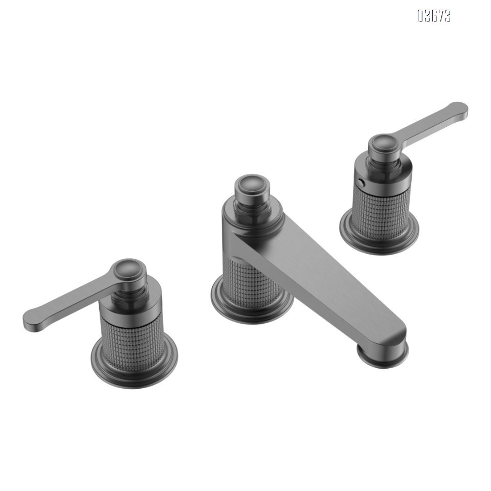 All-Brass bathroom, cold and hot three-hole double-handle, American and European French classical washbasin, faucet, splash-proof countertop basin