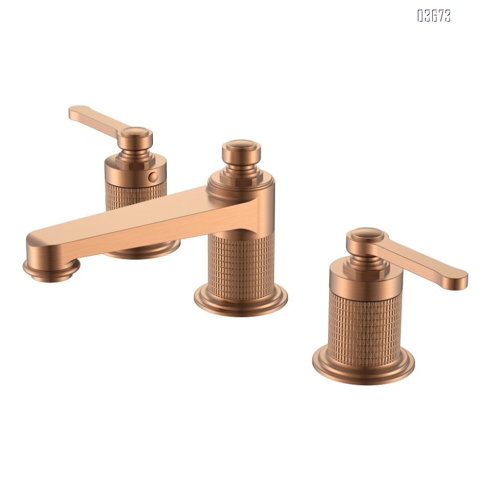 All-Brass bathroom, cold and hot three-hole double-handle, American and European French classical washbasin, faucet, splash-proof countertop basin