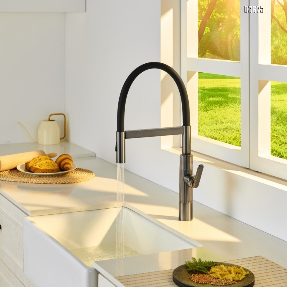 Universal rotating, pull-out kitchen faucet, hot and cold water faucet, all-Brass , extendable sink for washing vegetables, household