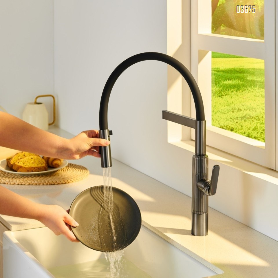 Universal rotating, pull-out kitchen faucet, hot and cold water faucet, all-Brass , extendable sink for washing vegetables, household