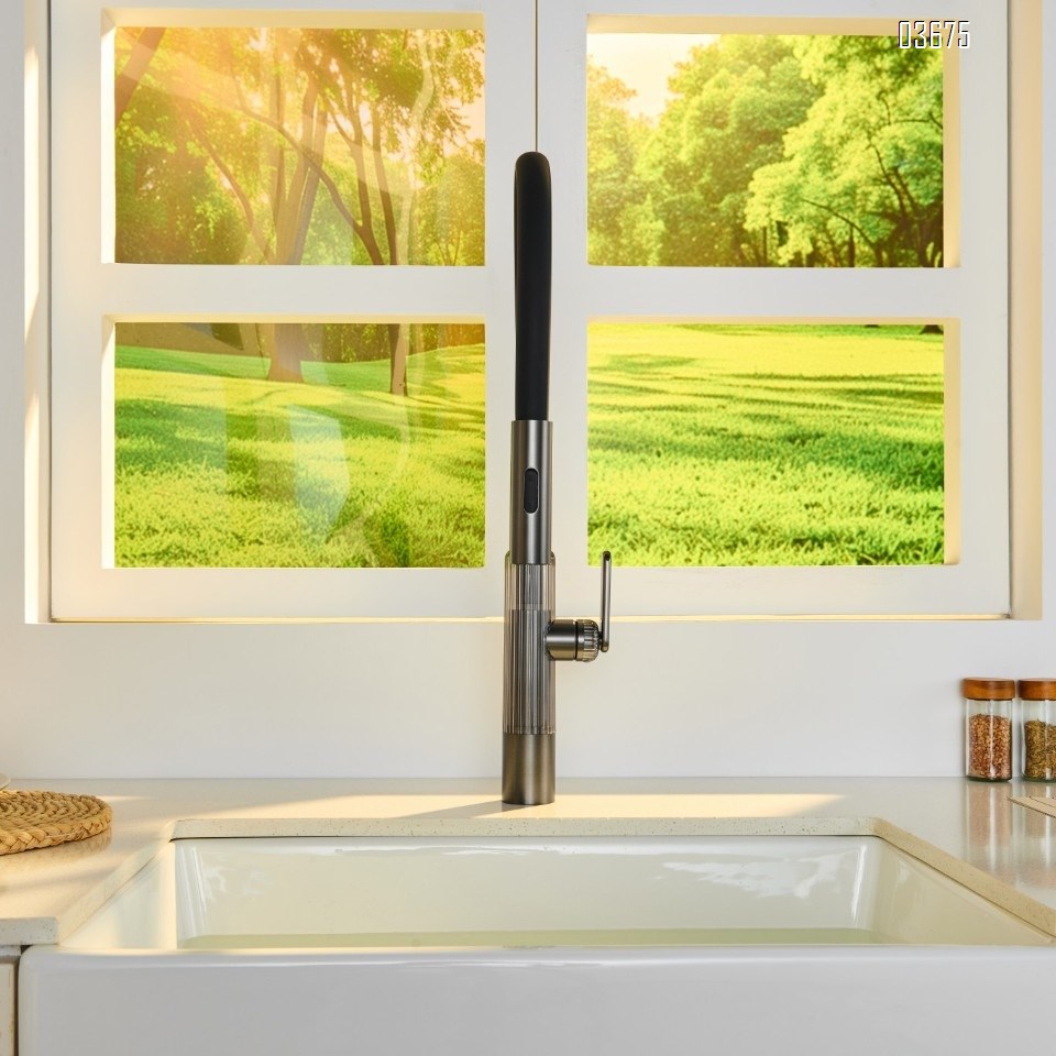 Universal rotating, pull-out kitchen faucet, hot and cold water faucet, all-Brass , extendable sink for washing vegetables, household