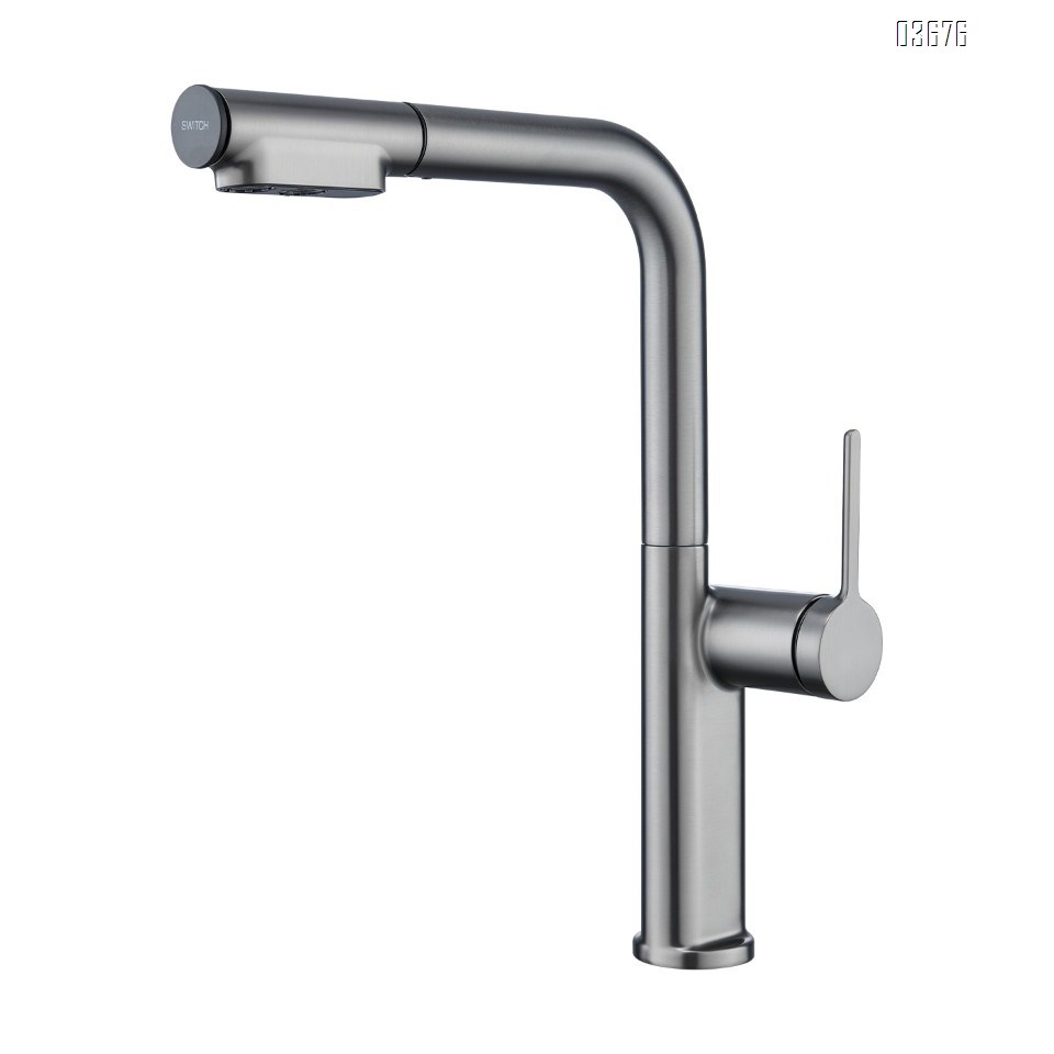 New kitchen sink faucet with cold and hot water plated finish for dishwashing and vegetable washing basin, swivel pull-out faucet