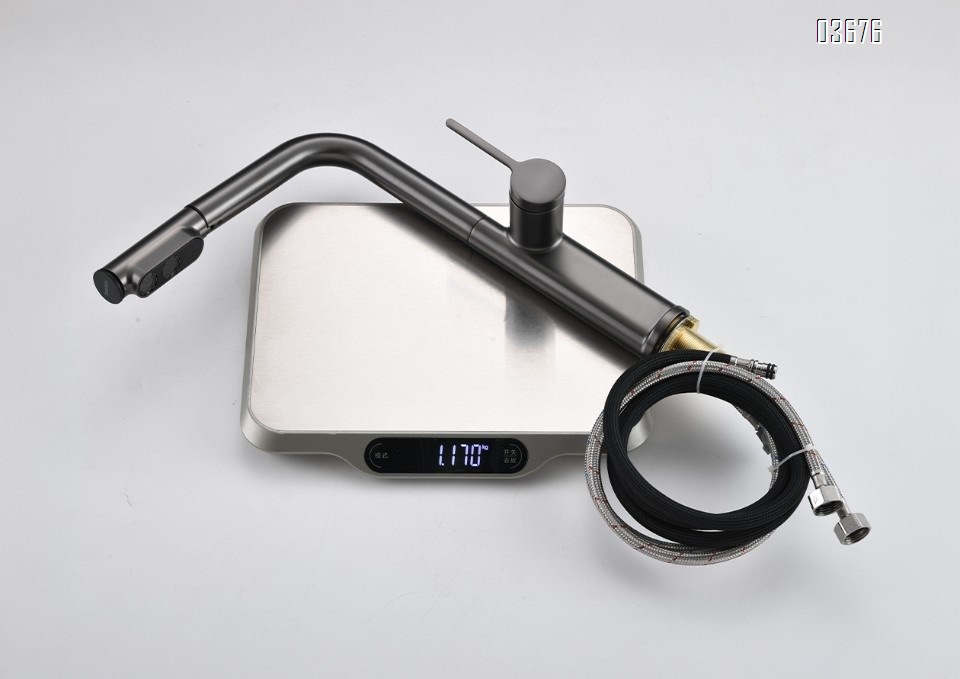 New kitchen sink faucet with cold and hot water plated finish for dishwashing and vegetable washing basin, swivel pull-out faucet