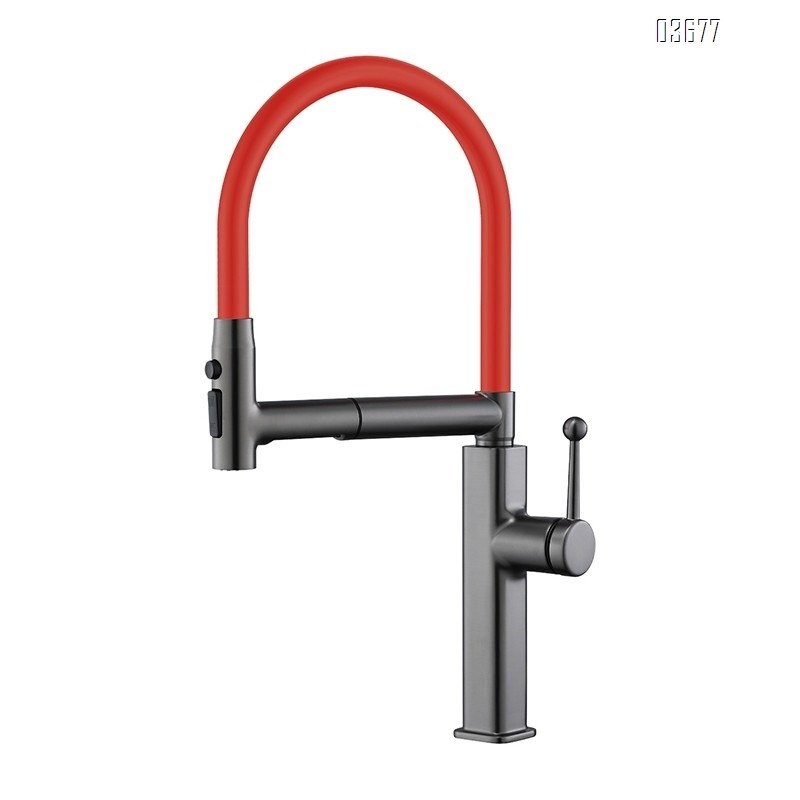 Gun Grey Kitchen Faucet Household Vegetable Washing Sink Magnetic Pull-out Omnidirectional Rotating Cold and Hot Dual-use Splash-proof Faucet