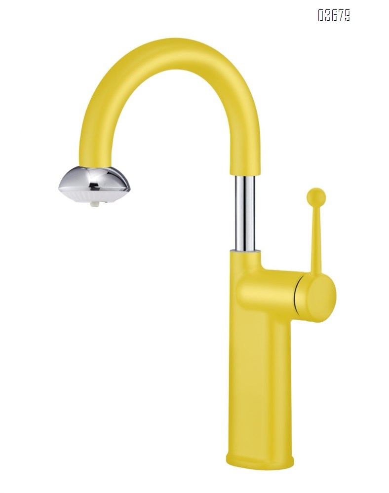 European-style U-bend bathroom faucet with copper finish, luxury minimalist vessel sink faucet for washbasin, hot and cold water mixer