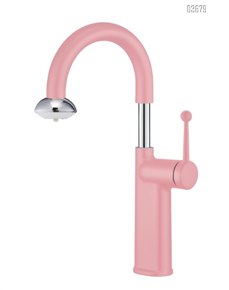 European-style U-bend bathroom faucet with copper finish, luxury minimalist vessel sink faucet for washbasin, hot and cold water mixer