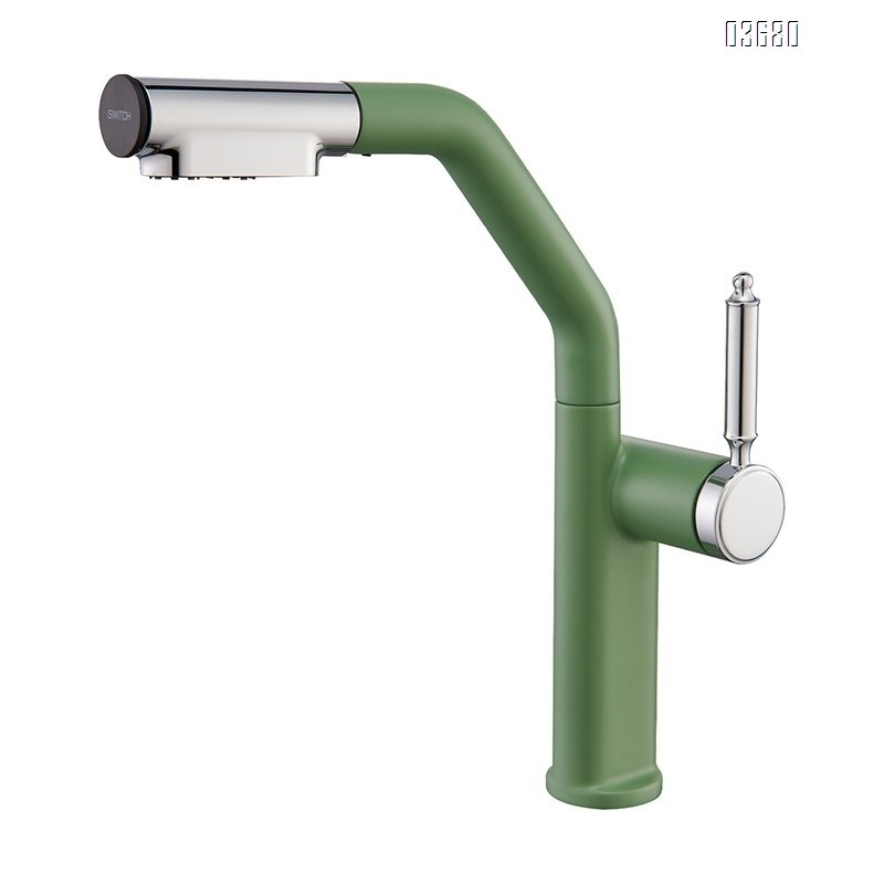 Gun gray pressurized splash-proof kitchen sink faucet with pull-down sprayer for home use