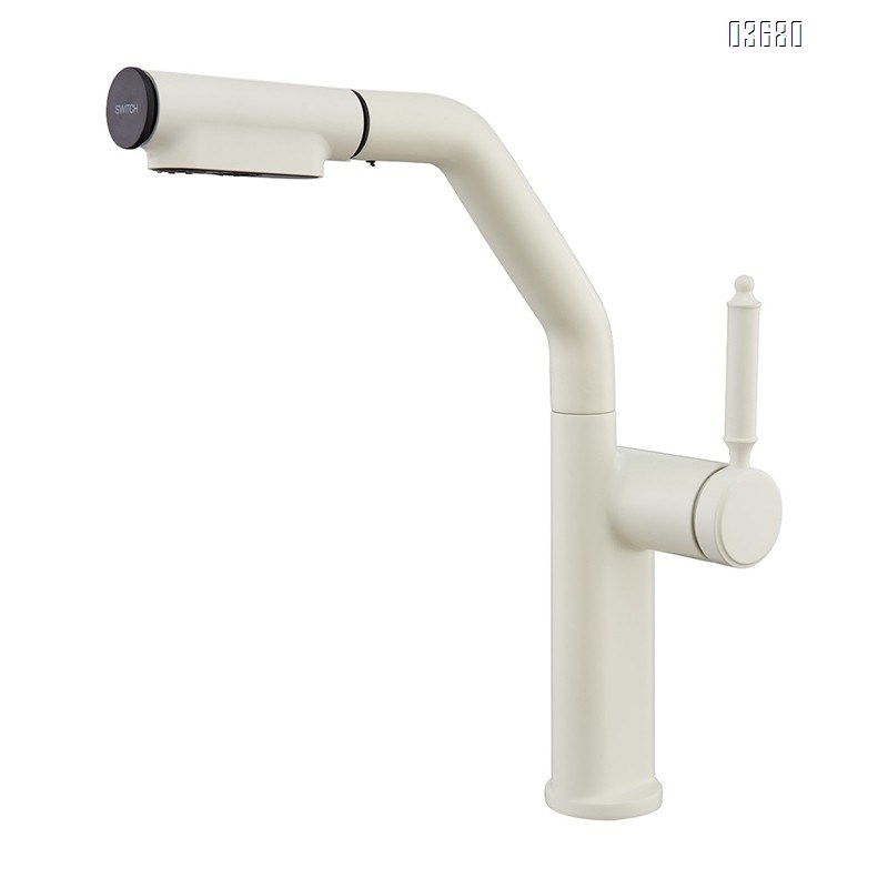 Gun gray pressurized splash-proof kitchen sink faucet with pull-down sprayer for home use